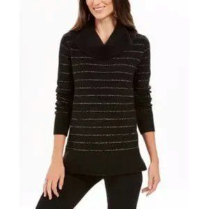 NEW! Style & Co black striped pullover Turtleneck tunic sweater top Women's XS